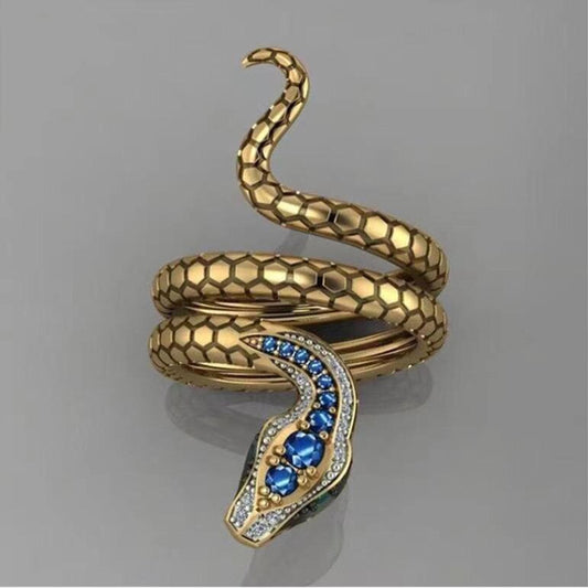 Fashion Frill Gold Plated Retro Vintage Snake Style Adjustable Ring For Women