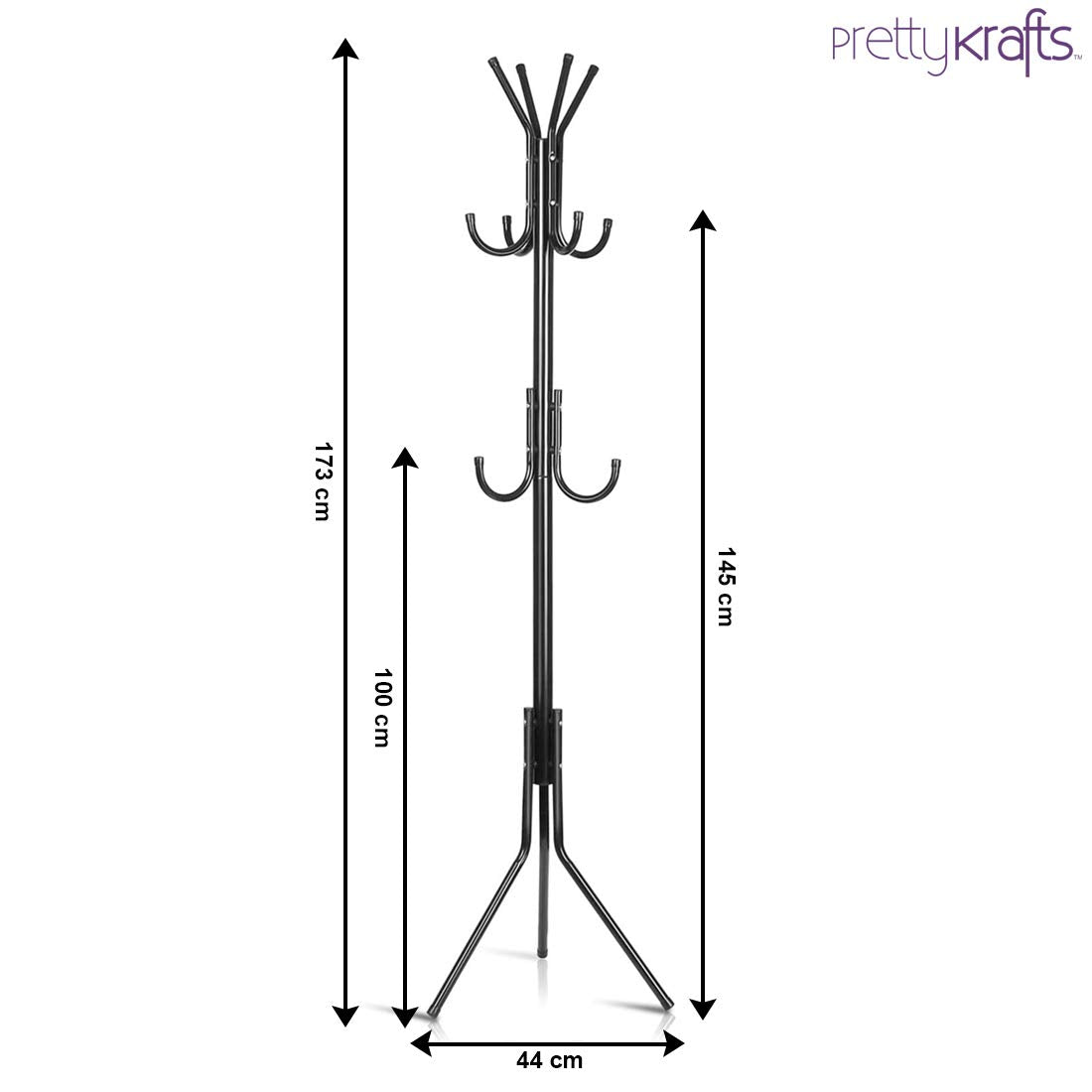 6 Hook Coat Hanger Clothes Stand Hanging Pole Wrought Iron Rack Standing Shelf Unit for Home, Bedroom Space