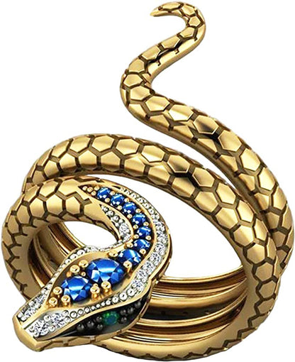 Fashion Frill Gold Plated Retro Vintage Snake Style Adjustable Ring For Women