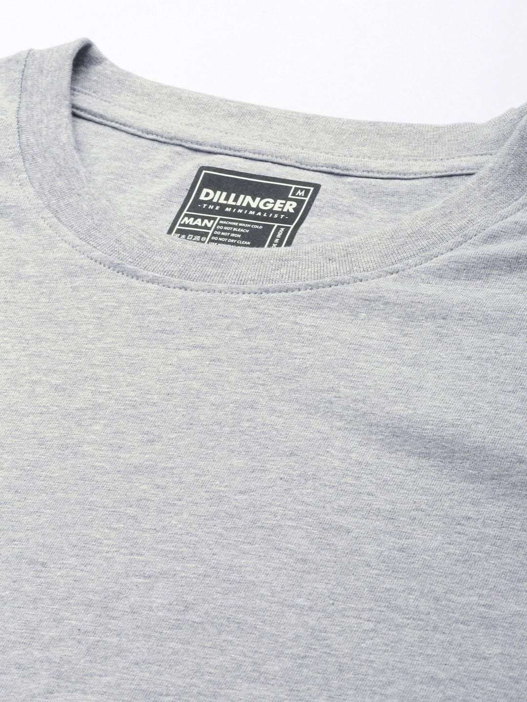 Dillinger Grey Melange Solid Oversized T-Shirt