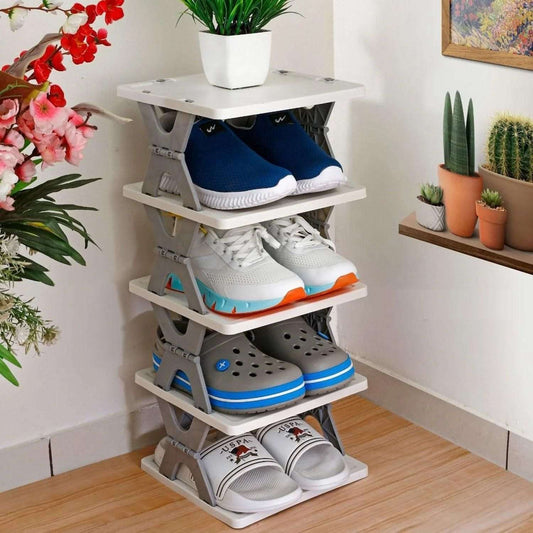 Corner Smart Foldable Shoes Shelf 5 Tier Shoe Rack