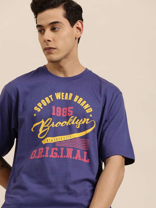 Dillinger Navy Blue Typographic Oversized T-Shirt