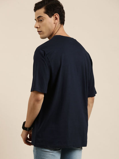 Dillinger Navy Blue Typographic Oversized T-Shirt