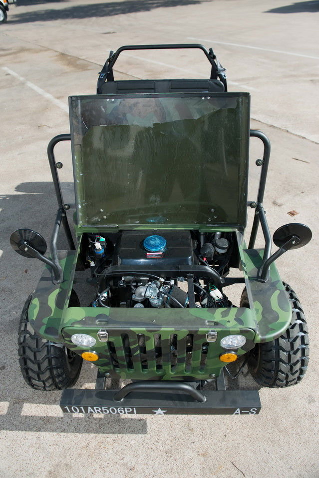 Willys Style Jeep Go Kart, 125cc Gas Engine, 3-speed with Reverse, Ages 12 and up