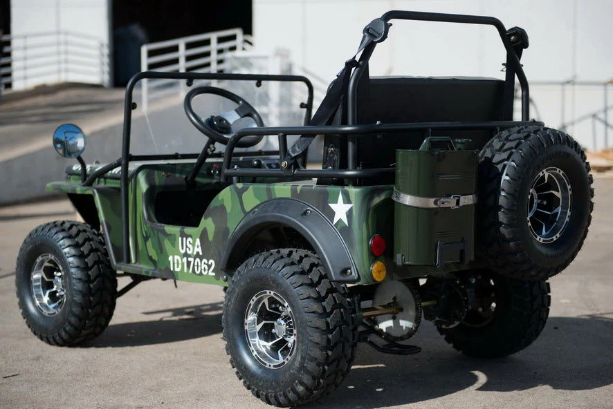 Willys Style Jeep Go Kart, 125cc Gas Engine, 3-speed with Reverse, Ages 12 and up