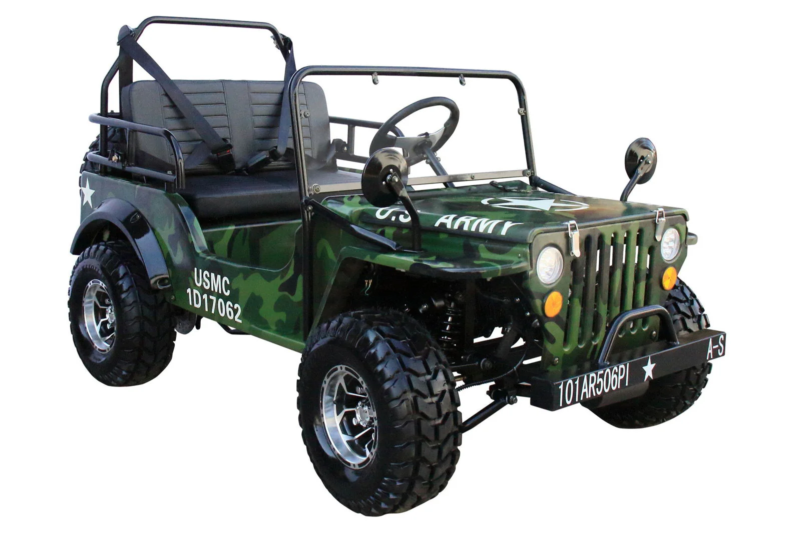 Willys Style Jeep Go Kart, 125cc Gas Engine, 3-speed with Reverse, Ages 12 and up