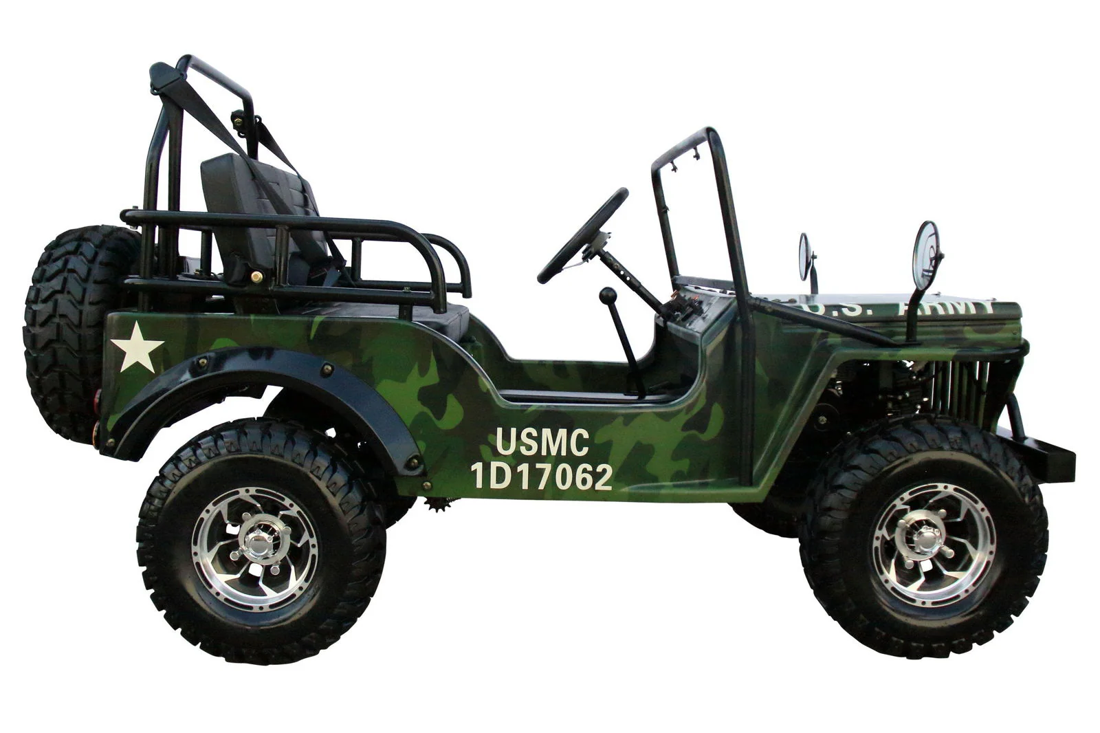 Willys Style Jeep Go Kart, 125cc Gas Engine, 3-speed with Reverse, Ages 12 and up