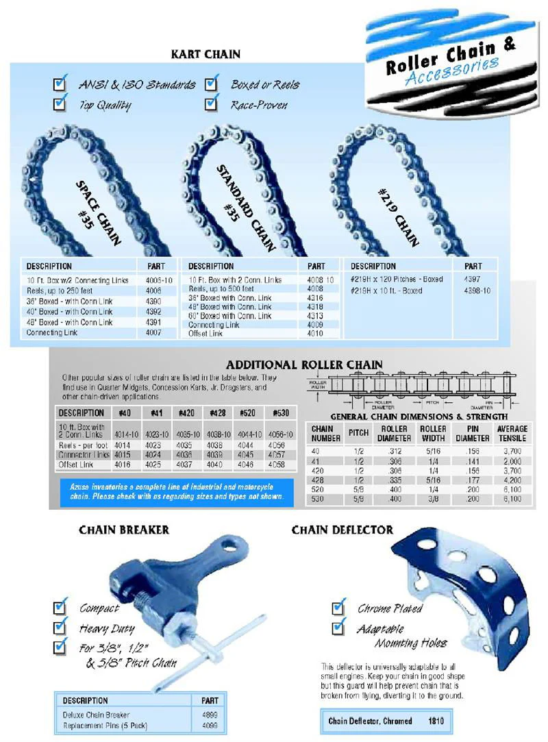 #219H Go Kart Chain, For Kid Kart, 120L 4 Feet Part #4397