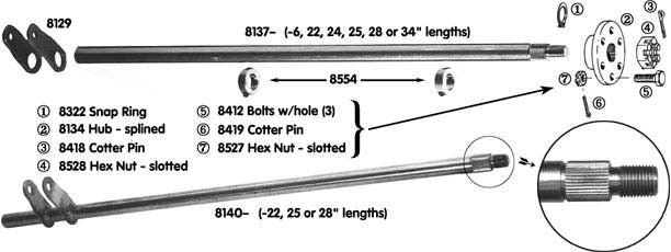 1867 Go Kart Steering Shaft Kit, (Arms Welded) CHOOSE LENGTH