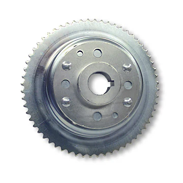 Brake Drum Sprocket, 4-1/2", #35 Chain 60 Tooth, Machined ID, Riveted to Mini-hub, 3/4" Bore