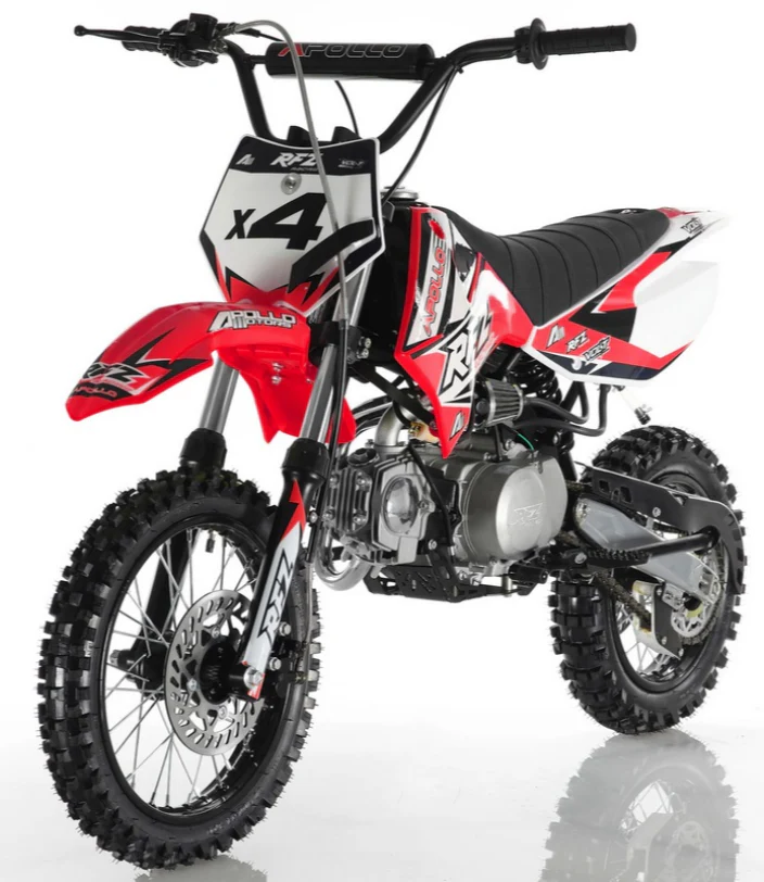 Apollo 110cc RFZ X4 Dirt Bike, 4-Speed Semi-Automatic, 14/12 inch Wheels, Ages 8 and up