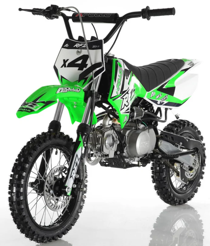 Apollo 110cc RFZ X4 Dirt Bike, 4-Speed Semi-Automatic, 14/12 inch Wheels, Ages 8 and up