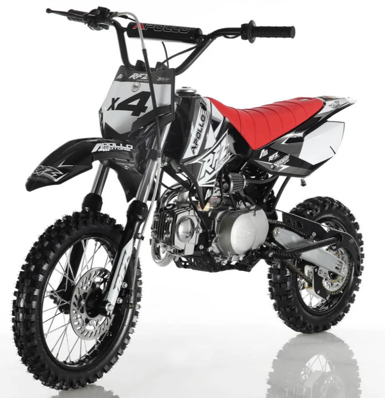 Apollo 110cc RFZ X4 Dirt Bike, 4-Speed Semi-Automatic, 14/12 inch Wheels, Ages 8 and up