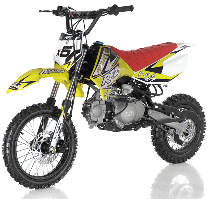 Apollo 125cc X5 Dirt Bike, 4-Speed Manual, 14/12 inch Wheels, Age 8 and up