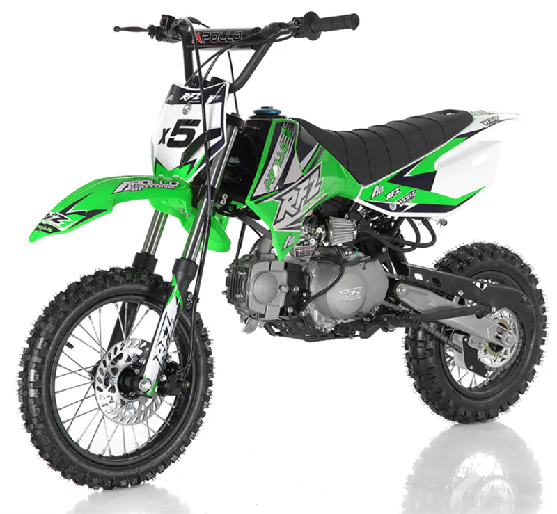 Apollo 125cc X5 Dirt Bike, 4-Speed Manual, 14/12 inch Wheels, Age 8 and up