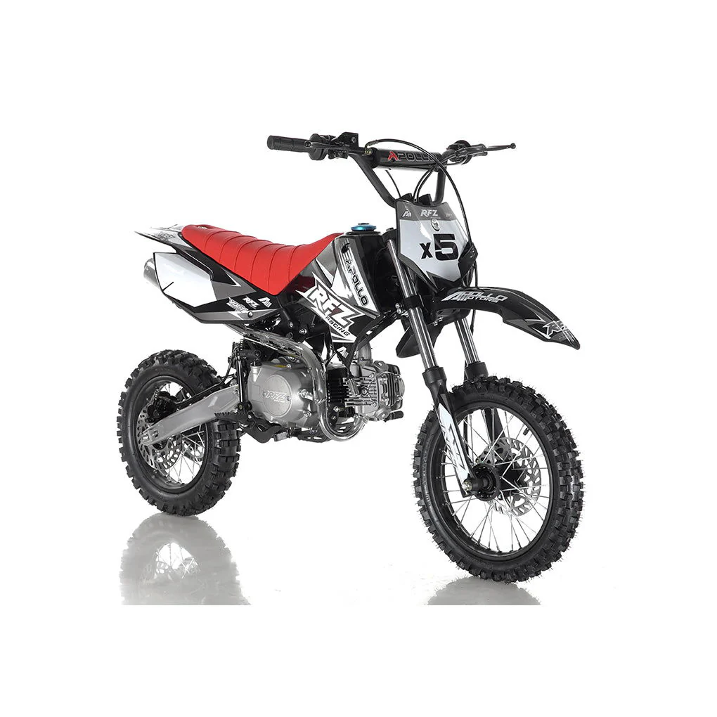Apollo 125cc X5 Dirt Bike, 4-Speed Manual, 14/12 inch Wheels, Age 8 and up