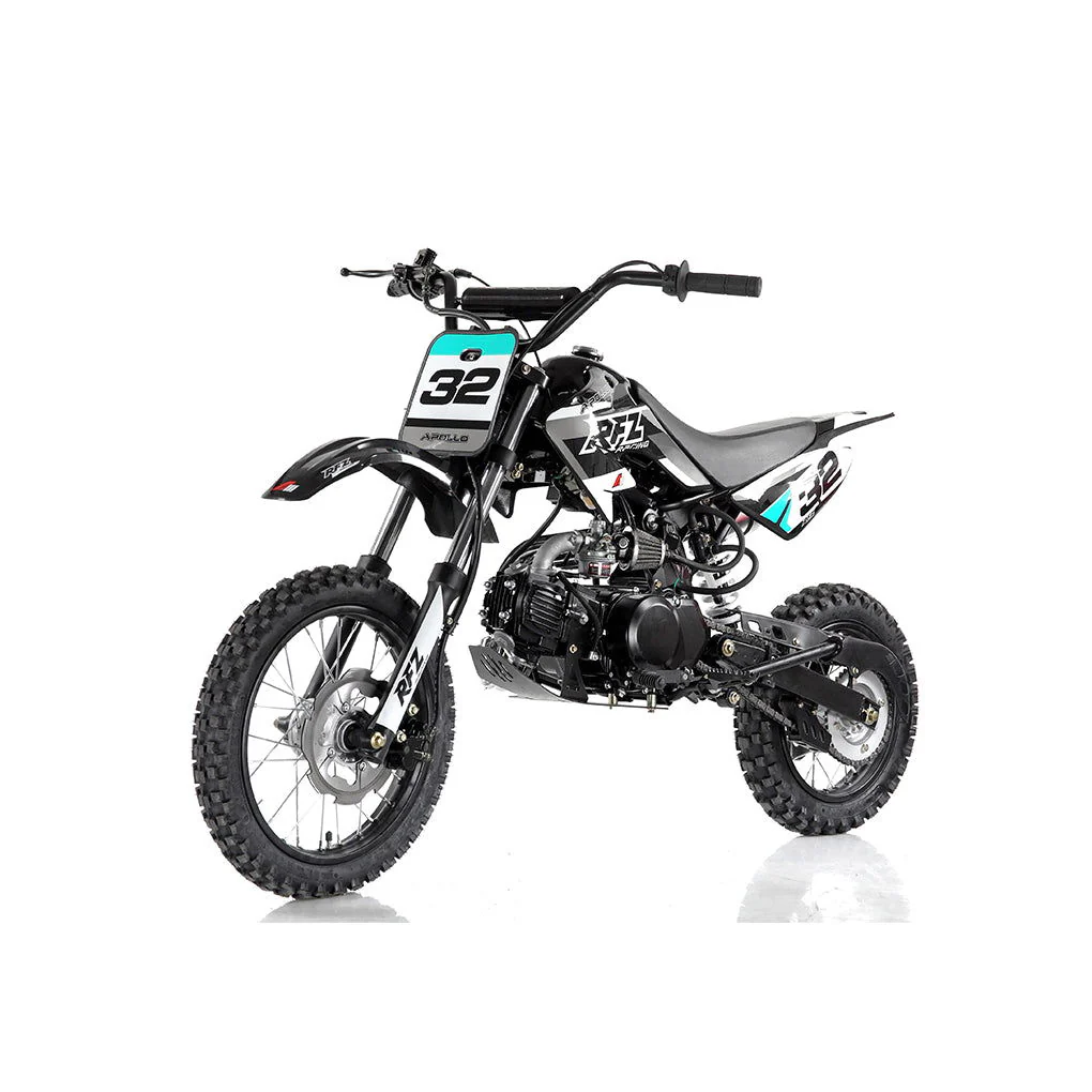 Apollo DB32 110cc Kids Dirt Bike, 4-Speed Semi-Automatic, 14/12 inch Wheels, Ages 8 and up