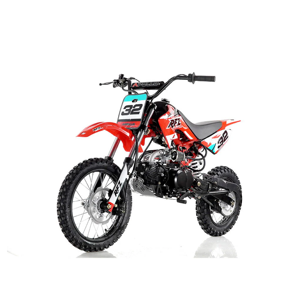 Apollo DB32 110cc Kids Dirt Bike, 4-Speed Semi-Automatic, 14/12 inch Wheels, Ages 8 and up