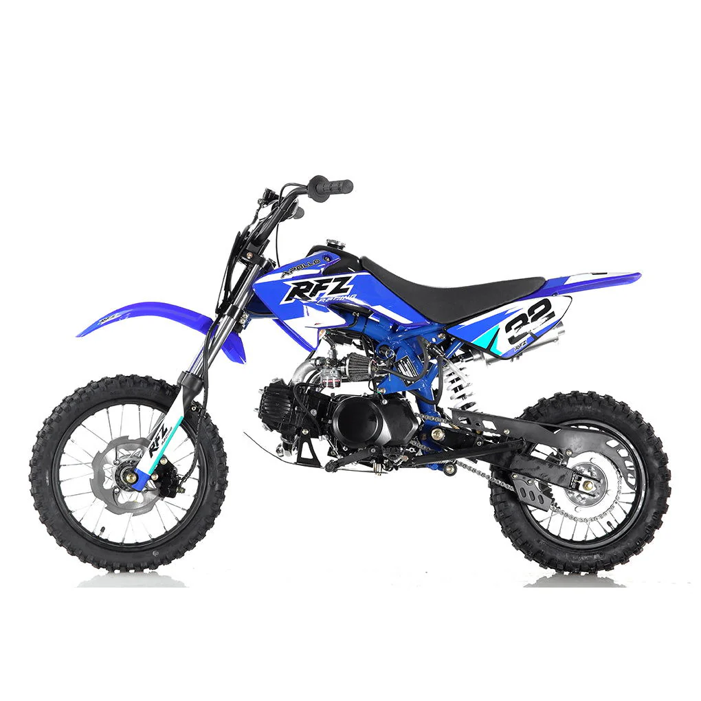 Apollo DB32 110cc Kids Dirt Bike, 4-Speed Semi-Automatic, 14/12 inch Wheels, Ages 8 and up