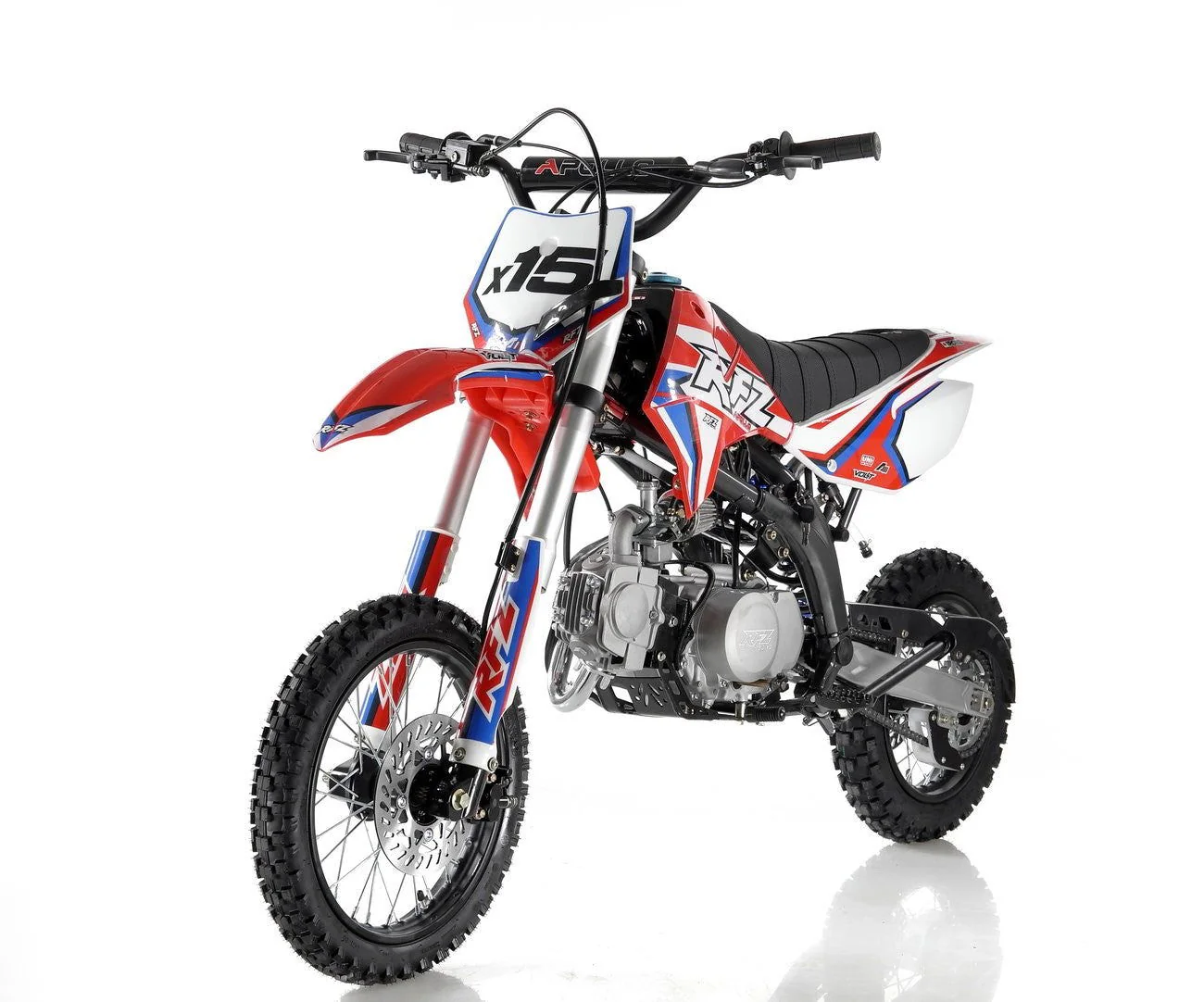 Apollo RFZ X15 125cc Dirt Bike, 4-Speed Manual, 14/12 inch Wheels, Upgraded Frame, Ages 12 and up