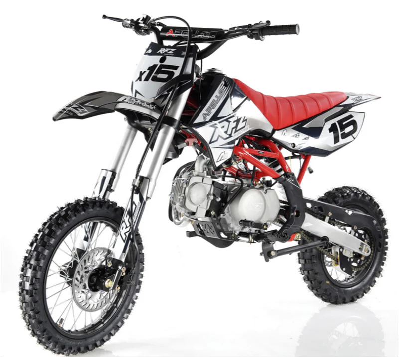Apollo RFZ X15 125cc Dirt Bike, 4-Speed Manual, 14/12 inch Wheels, Upgraded Frame, Ages 12 and up